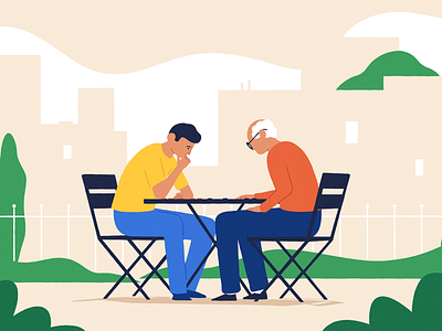 Checkers 2d character illustration vector