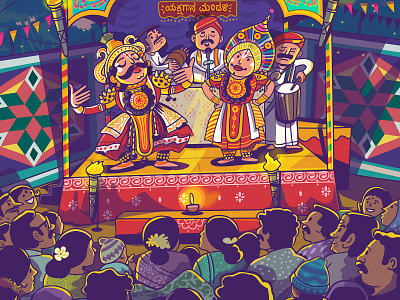 yakshagana 1 design folk illustration karnataka performing arts satishgangaiah satishgangaiah boomblastdesign theatre vector yakshagana