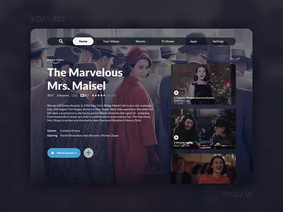 Daily UI 003 - Smart TV UI for Amazon Prime Video amazon prime videos dailyui dailyuichallenge dark ui design smarttv tv app tv shows tv ui ui