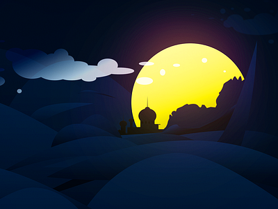Arabian Nights abstract arabian nights desert flat design flat illustration illustration moon moonlight vector