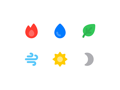 Element Icons air dark earth fire game icon icon set leaf light moon nature simple sun water