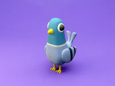 Clay Pigeon 3d 3d art animal animation art bird clay design graphic art illustration illustrator