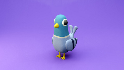 Clay Pigeon 3d 3d art animal animation art bird clay design graphic art illustration illustrator