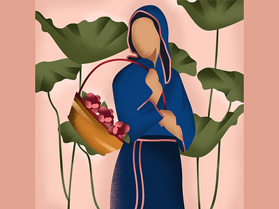 Japanese Look character design fashion illustraion japanese leaves people illustration