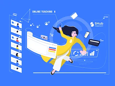 Teaching Technology branding character illustration ui