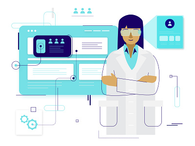 Science Team - Vector Illustrations app art awareness character covid19 design diversity engineers illustrations lab mockup science team ui ux vector virus web woman