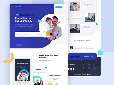 Healthland - Health Insurance Website Exploration blue branding company health healthcare homepage hospital insurance insurance company landing page medical ui uidesign uiux web website