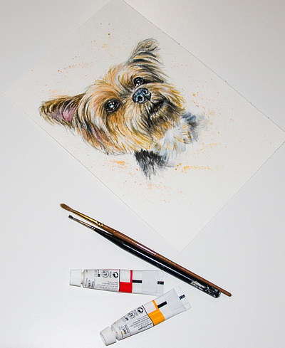 Dog, watercolor portrait, art, painting aquarelle design dog drawing hand painted illustration painting