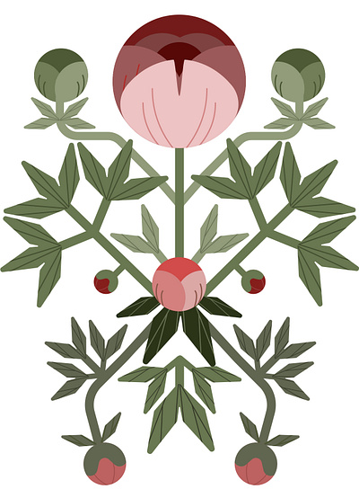 Botanical poster ai botanical geometrical illustration midcentury peony vector vintagecolor