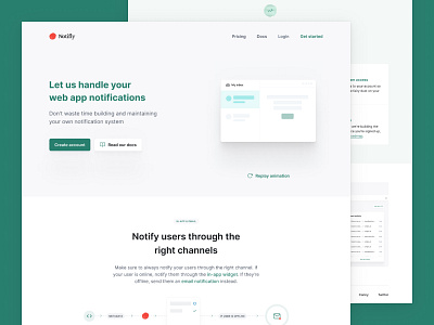 Notifly landing page accessible animation developer developer tools landing landing page notifications web design widget