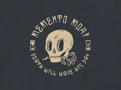 Memento mori t-shirt design branding cartoon design hourglass illustration jiujitsu logo rose skull typography vector vintage