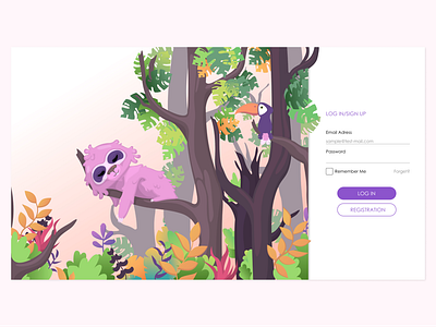 Log In page background design flat illustration login page logo nature ui vector web