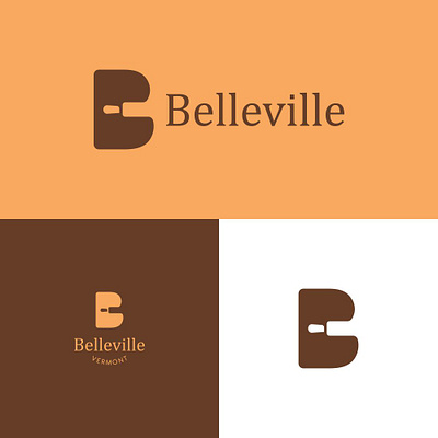 BELLEVILLE logo concept, bakery company app bakery bellevile blue book branding brown cooking design illustration learning letter b minimalist roller bakery simple