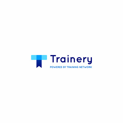 TRAINERY LOGO FOR E-LEARNING COMPANY app blue book branding design illustration learning logo logo design logotype minimal network trainery vector web