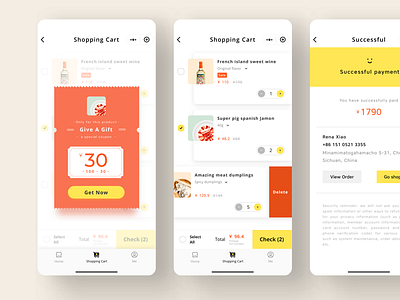 Shopping page app design food interface shopping shopping cart wechat