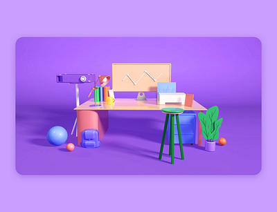 A day at the office c4d illustration ui ux 品牌 图标 排版 插图 极简 洋葱 设计