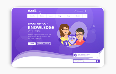 HOOTZ : Educational Web Application Design app application character design education flat design graphic design illustration logo ui ux vector web design webpage website