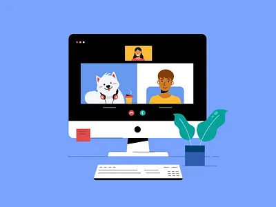 Online Teamwork animation composition computer design gif graphic design illustration loop online skype stayathome teamwork vector