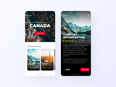 Travelo travel app 🧭 alberta app app design application canada creative design nature rating travel travel app traveling ui uidesign uiux ux