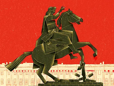 City Builders to Peter the First art damson design dots grzegorz samson horror horse illo illustration ink monument noise pencil peter the first peter the great poster red samson sketch vintage