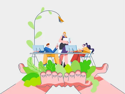 Caring for employees audience business care client company concept consumer design employee hand help illustration job management marketing person service support vector