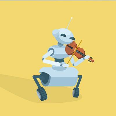 robot musician animation cute illustrator prostora robot technology