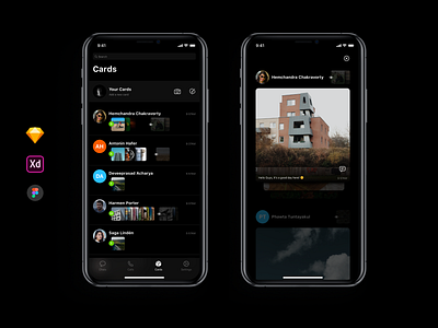 Cards feature - Chatting App app chatting app dribbble figma ios new idea sketch social app ui design ux design visual design xd