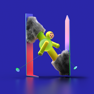 Letter N for 36 days of type 36daysoftype 36daysoftype07 3d 3d illustration c4d character illustration modelling redshift rendering