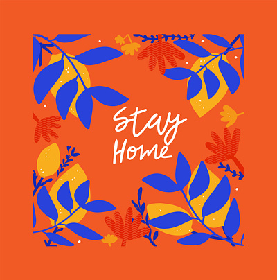 Stay home, fren design flower folkart lemon motivational quotes pattern stayhome vector illustration