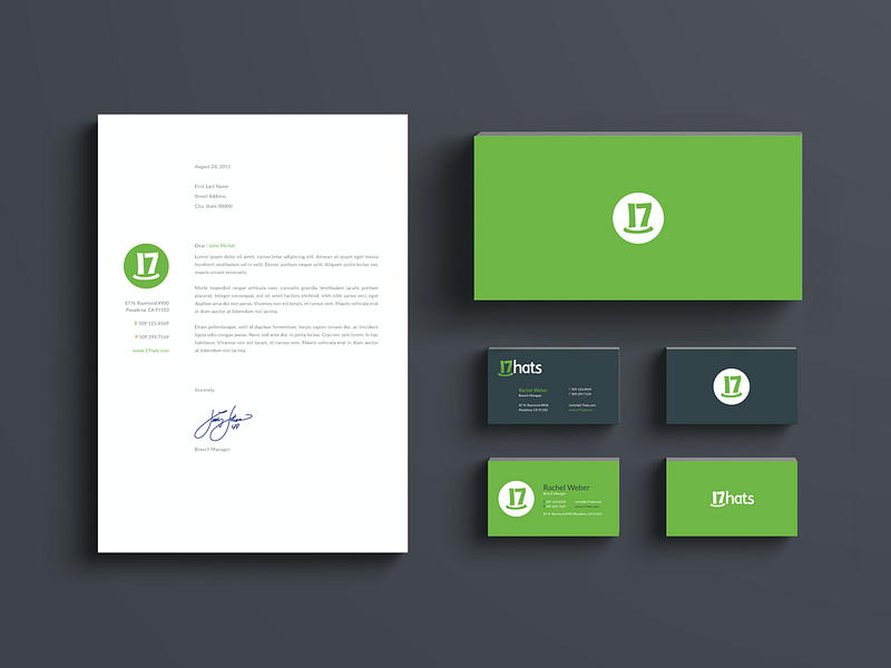17hats Stationary Branding brand branding branding agency branding concept branding design business card clean clean design envelope flat flyer gray green letterhead logo design stationary stationary design stationary logodesing stationary mockup visiting card