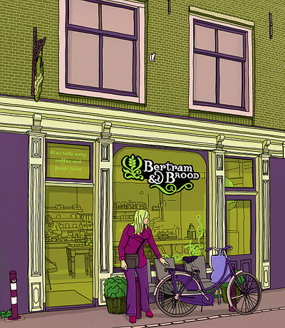 Amsterdam bakery amsterdam bakery bike illustration location drawing series shop