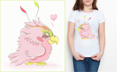 Little Bird Popugo! bird illustraion pink vector art