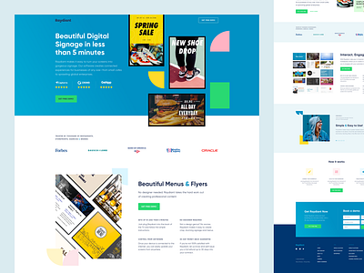 Raydiant - Digital Signage Tool blue brandious clean colorful design green landing minimal modern sales ui white yellow