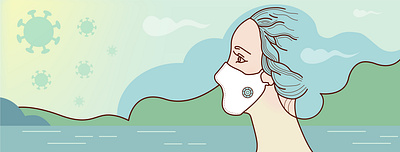 Female profile in coronavirus mask cover coronavirus cover girl illustration isolation landscape mask prevention vector woman сovid 19