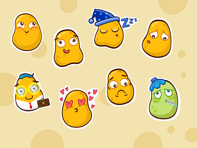 Potato Stickers character characterdesign emoji emotion illustration illustrator potato sticker stickers