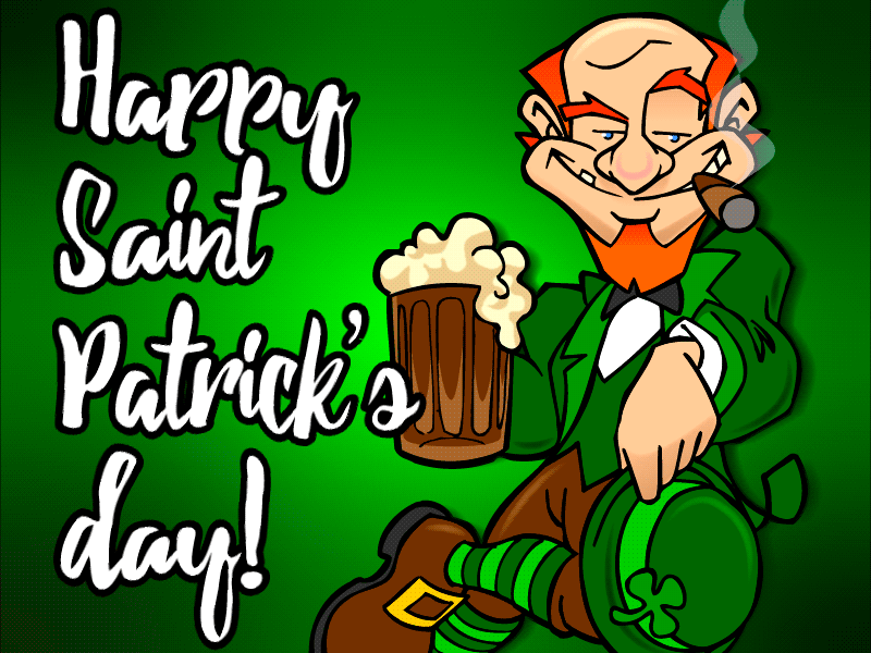 St Patrick's Day! bar beer cigar clover friend holiday ireland leprechaun motion graphics redhead vector illustration