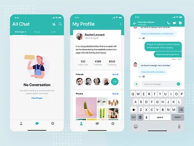 Sophie Messaging app ui kit chat profile illustration design application app illustration screen blank interface experience iphone x ios android message conversation text minimal clean modern social media network ui ux user kit web website webdesign