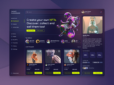 The NFT Playground - UI Concept bitcoin collection component library crypto dashboard digital artwork etherium market place minting nft nft marketplace solana ui web app