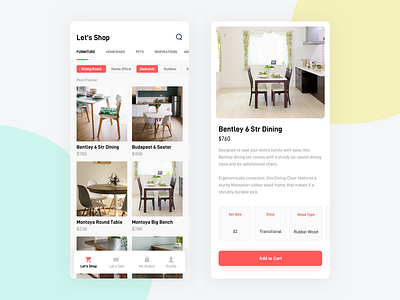 E-Commerce App UI | Home Accesories app cuberto design dinning ecommerce app ecommerce design ecommerce shop flat design furniture home home care interior design interiors ios ueno ui ui ux design ux