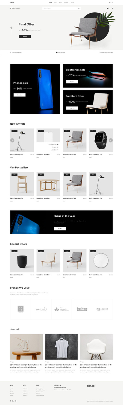 Orebi - Minimal eCommerce Sketch Template clean creative design free free figma free sketch magazine market modern multipurpose online shop shopping store ui unique ux woocommerce