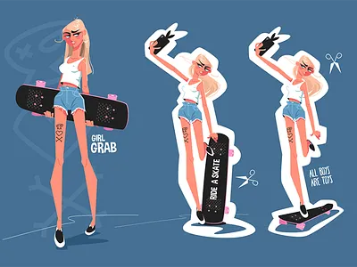 Cute skater girl character flat girl illustration kit8 pretty skater vector woman young