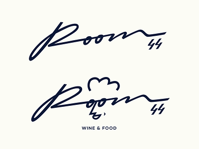 Room 44 brand identity calligraphy cosy custom flow handlettering handtype idea lettering logo logo design logos logotype process restaurant room44 script smart solid vintage