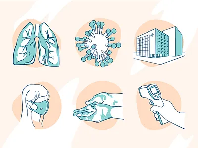COVID-19 Icons coronavirus covid 19 disease doctor hands health hospital icon icon design iconography lungs mask medical icon medicine quarantine temperature virus washing hands