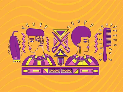 Barber Shop & Salon african afro art barbershop business graphic hair hair salon haircut hairdresser hairstyle illustration men pattern portrait procreate salon style vector woman