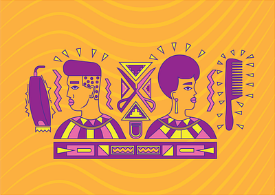 Barber Shop & Salon african afro art barbershop business graphic hair hair salon haircut hairdresser hairstyle illustration men pattern portrait procreate salon style vector woman