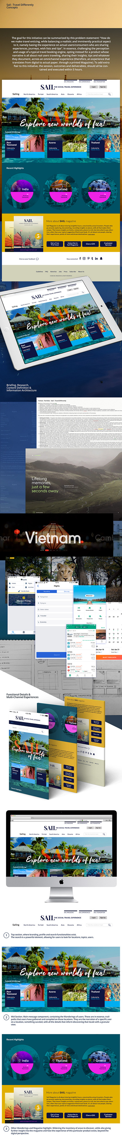 SAIL Travel App Concepts application design flexible interactive mobile responsive travel ui ux website