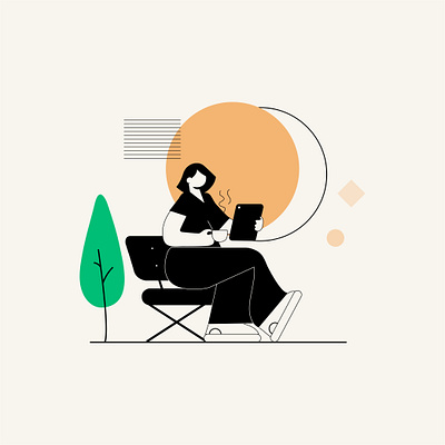 Illustration 01 - Chilling art character coffee colors concept design flat girl home illustration minimal vector