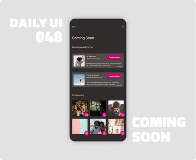 048_Coming Soon app design app design icon ui web ios guide audio app audio player coming soon coming soon page daily100challenge dailyui dailyui 048 dailyuichallenge day48 mobile design mobile player podcast app podcast design