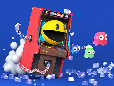 PAC-MAN 3d c4d character design design game illustration pac man vector