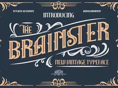 Brainster Vintage Font abc alphabet art background banner decoration design display graphic lettering logo old poster retro sign template typeface typography vector vintage